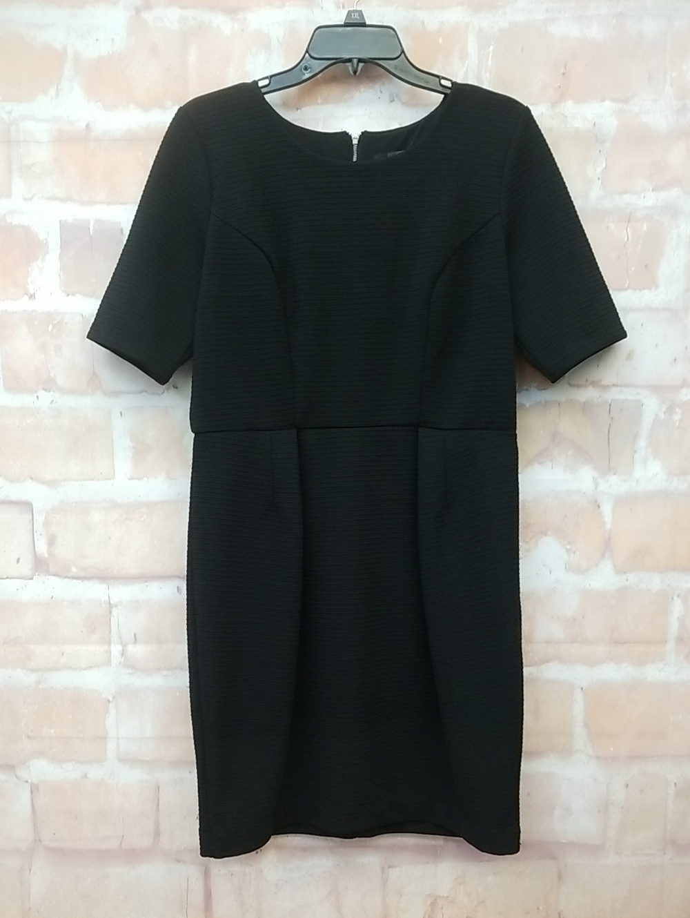 The Limited Black Midi Sheath Dress with Short Sleeves Size L